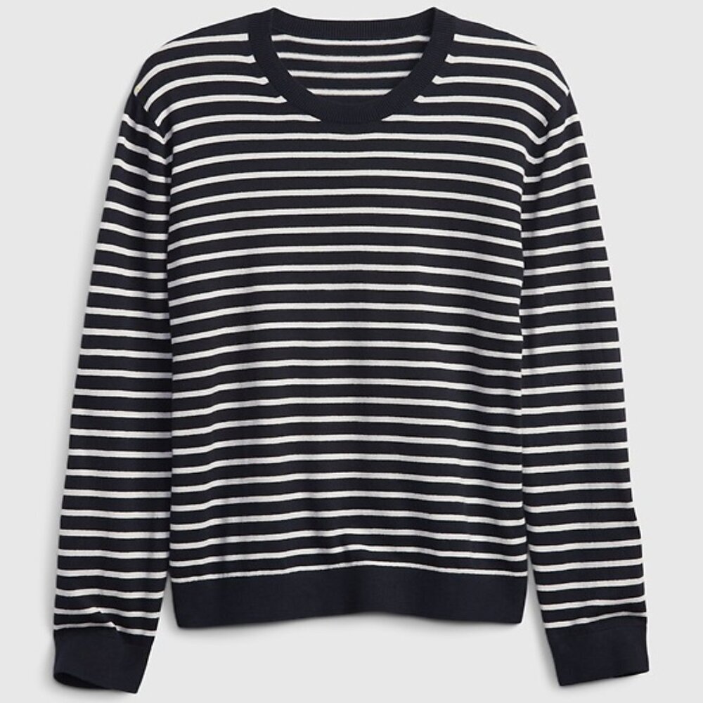 NEW GAP Mens Mainstay Striped Crewneck Sweater | Navy